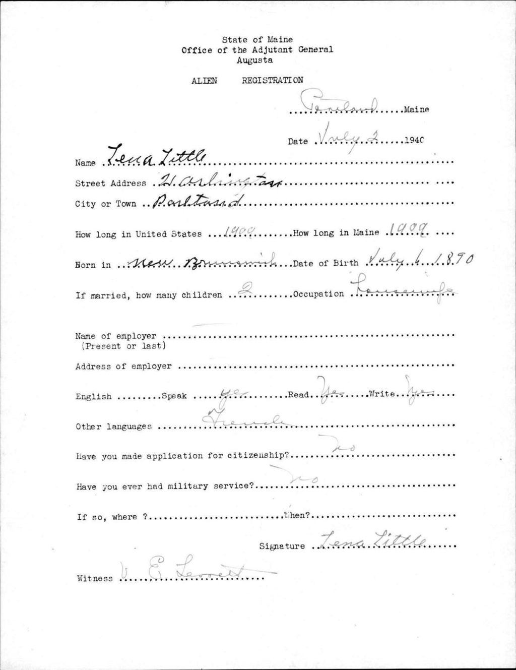 Miniature of Alien Registration- Little, Lena (Portland, Cumberland County)