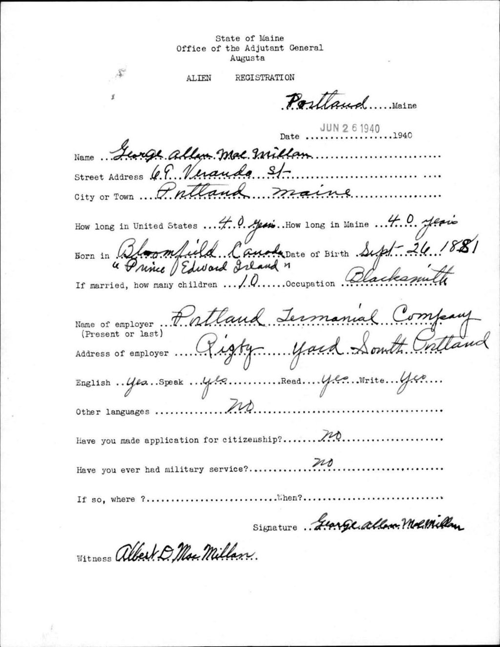 Miniature of Alien Registration- Macmillan, George A. (Portland, Cumberland County)