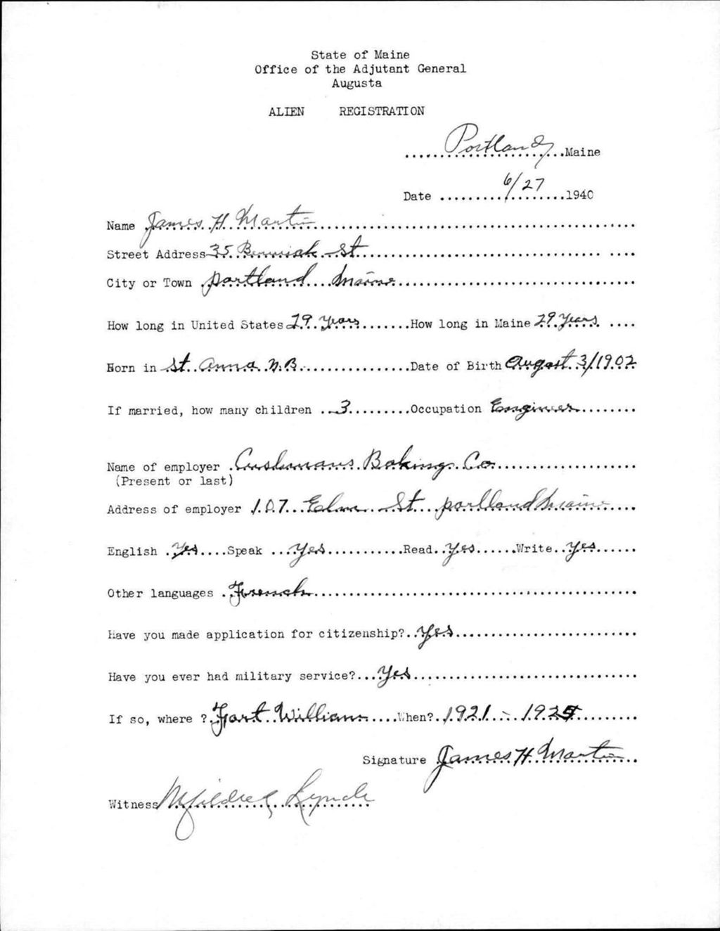 Miniature of Alien Registration- Martin, James H. (Portland, Cumberland County)