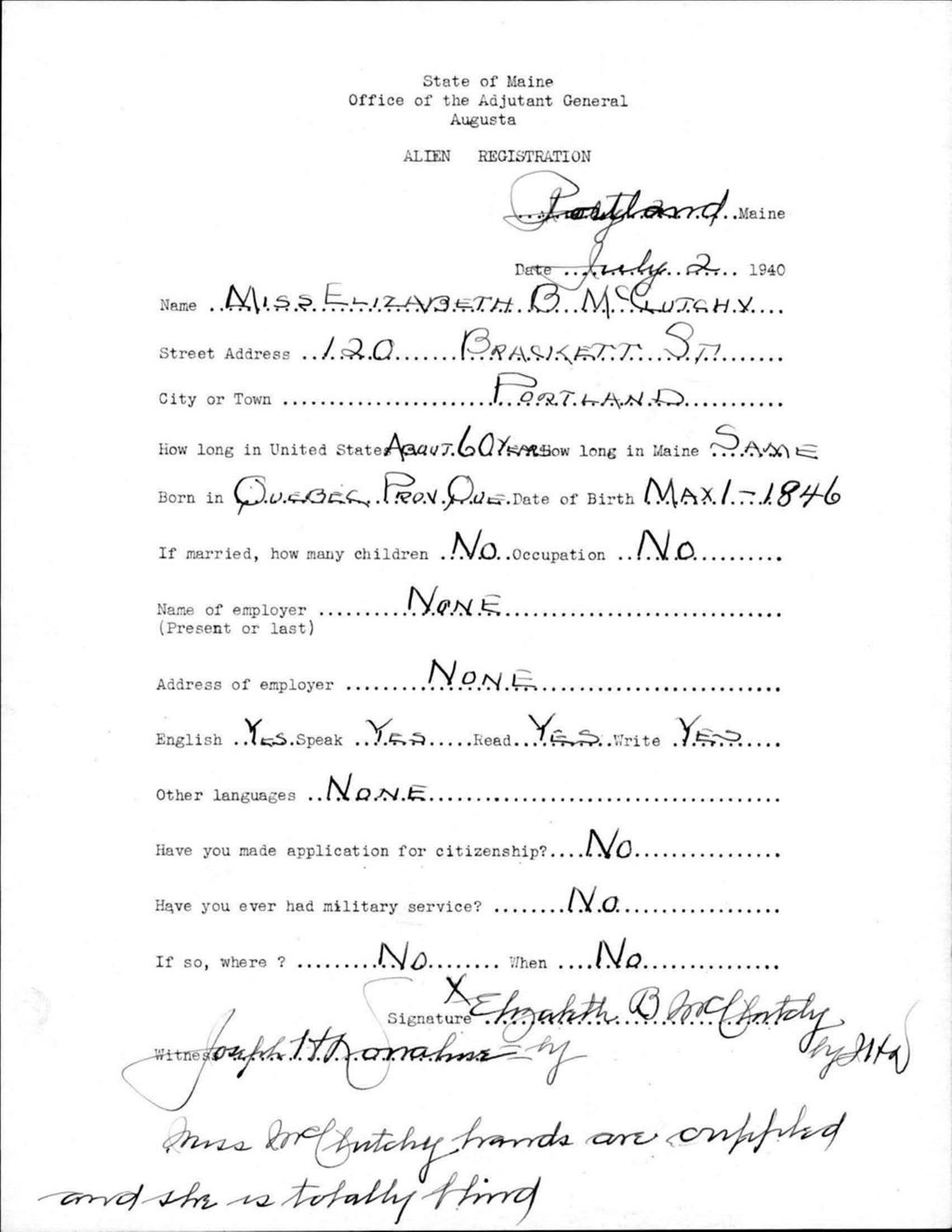 Miniature of Alien Registration- Mcclutchy, Elizabeth B. (Portland, Cumberland County)