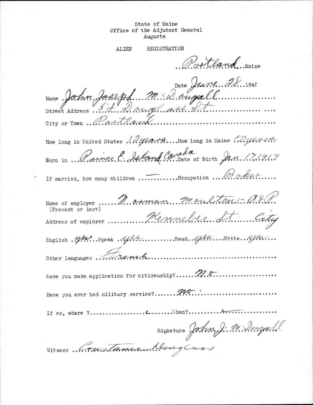 Miniature of Alien Registration- Mcdougall, John J. (Portland, Cumberland County)