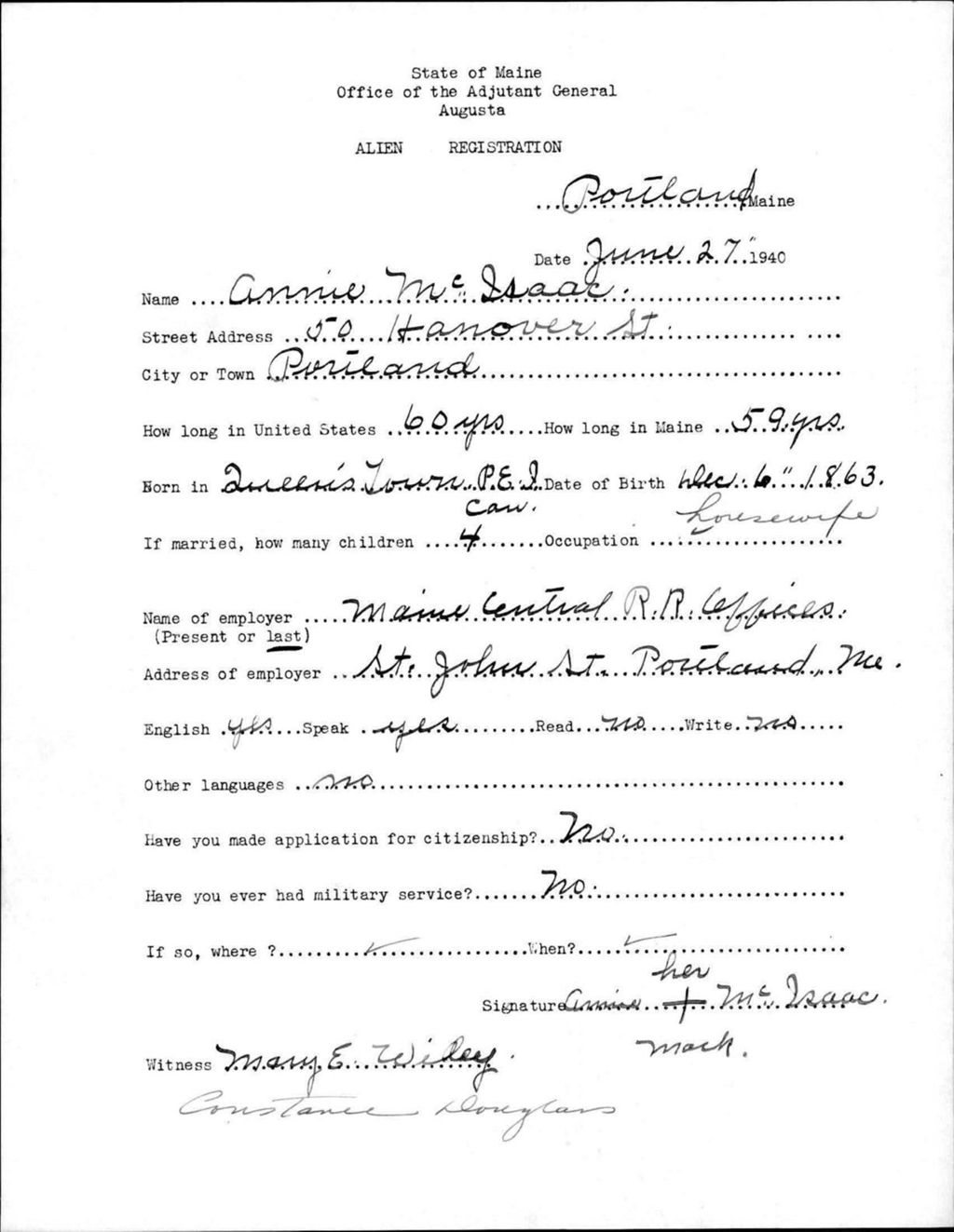 Miniature of Alien Registration- Mcisaac, Annie (Portland, Cumberland County)
