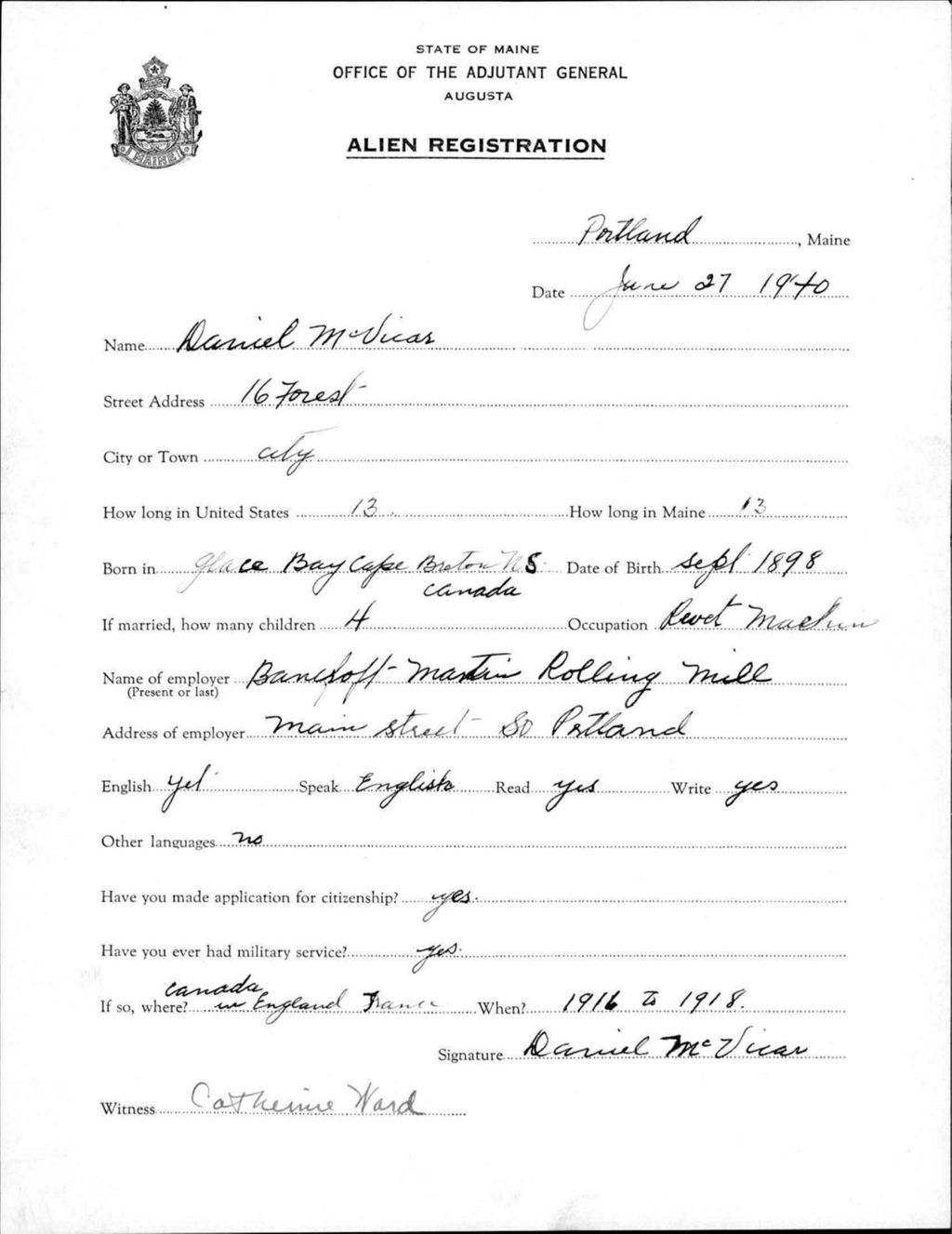 Miniature of Alien Registration- Mcvicar, Daniel (Portland, Cumberland County)