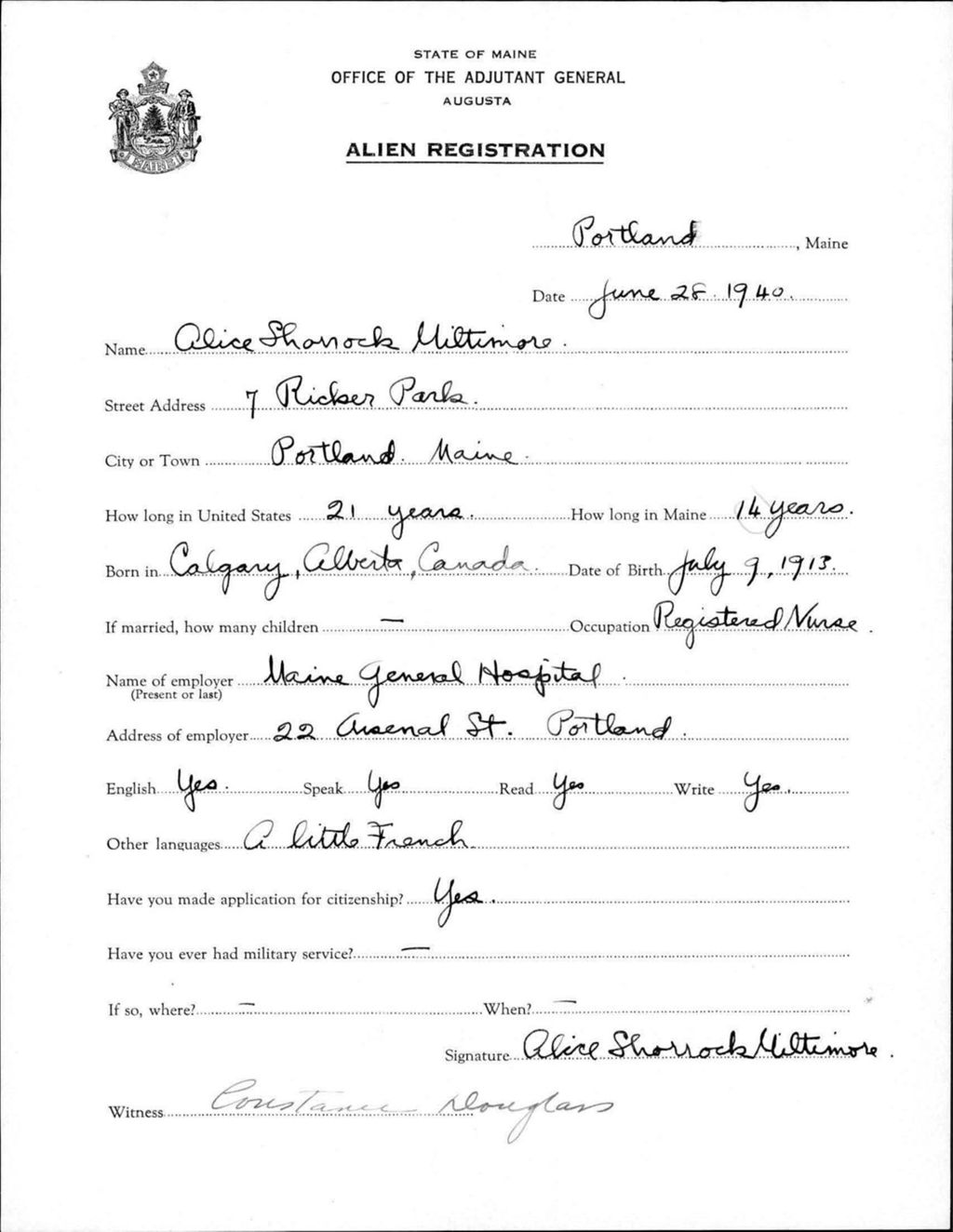 Miniature of Alien Registration- Miltimore, Alice S. (Portland, Cumberland County)