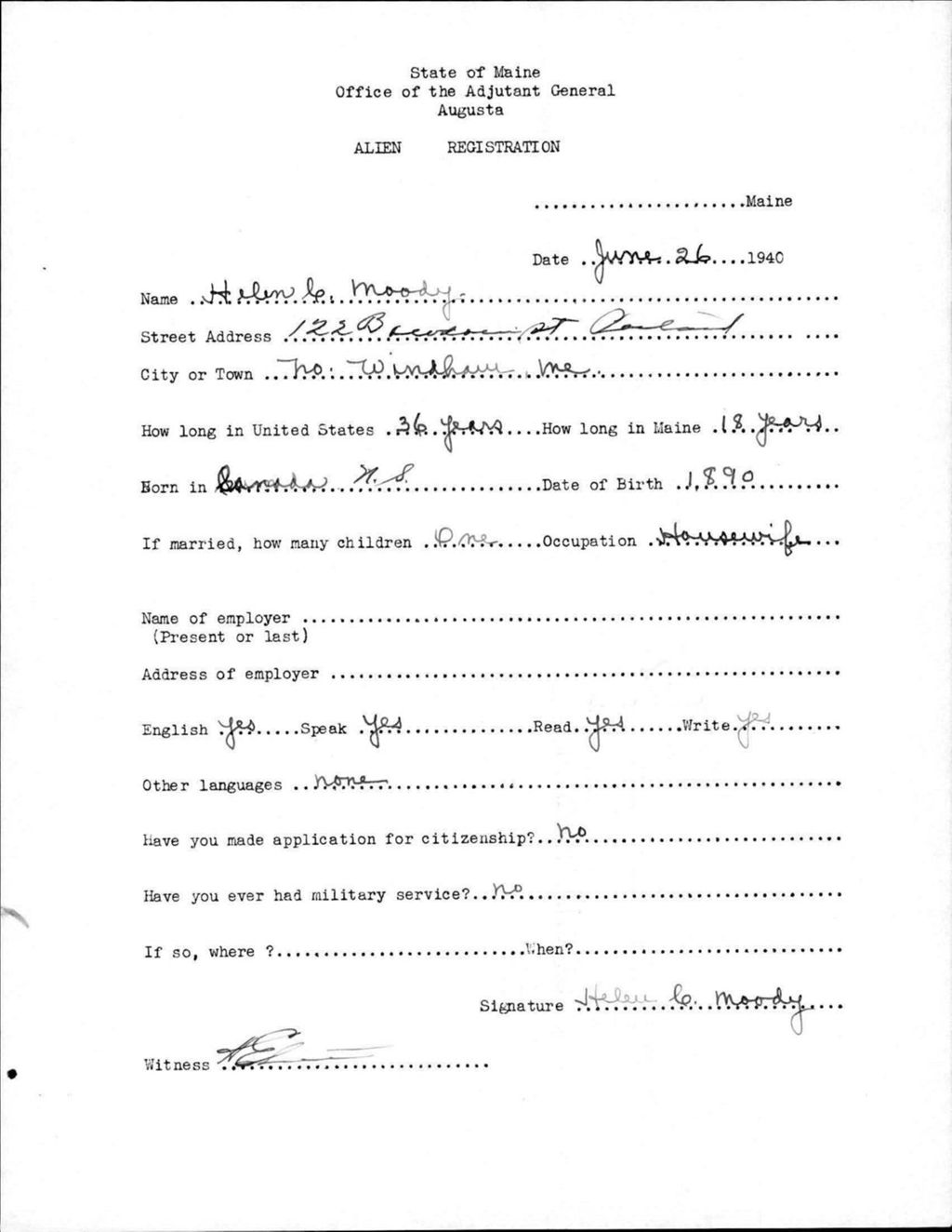 Miniature of Alien Registration- Moody, Helen C. (Portland, Cumberland County)