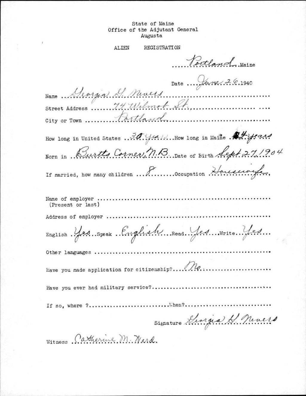 Miniature of Alien Registration- Nevers, Georgia G. (Portland, Cumberland County)