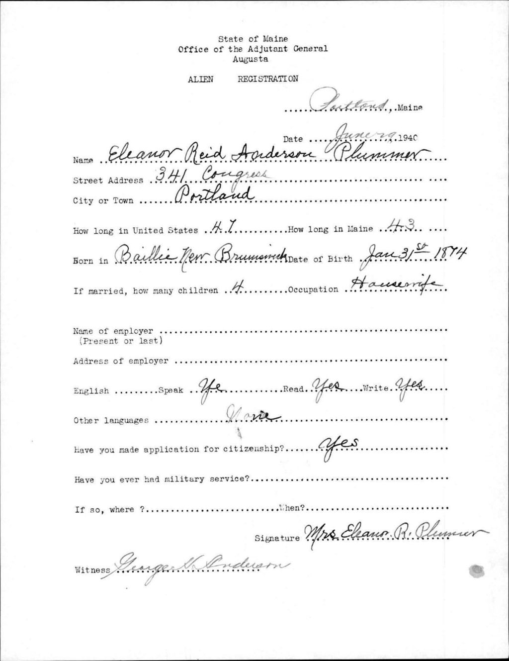 Miniature of Alien Registration- Anderson, Eleanor R. (Portland, Cumberland County)