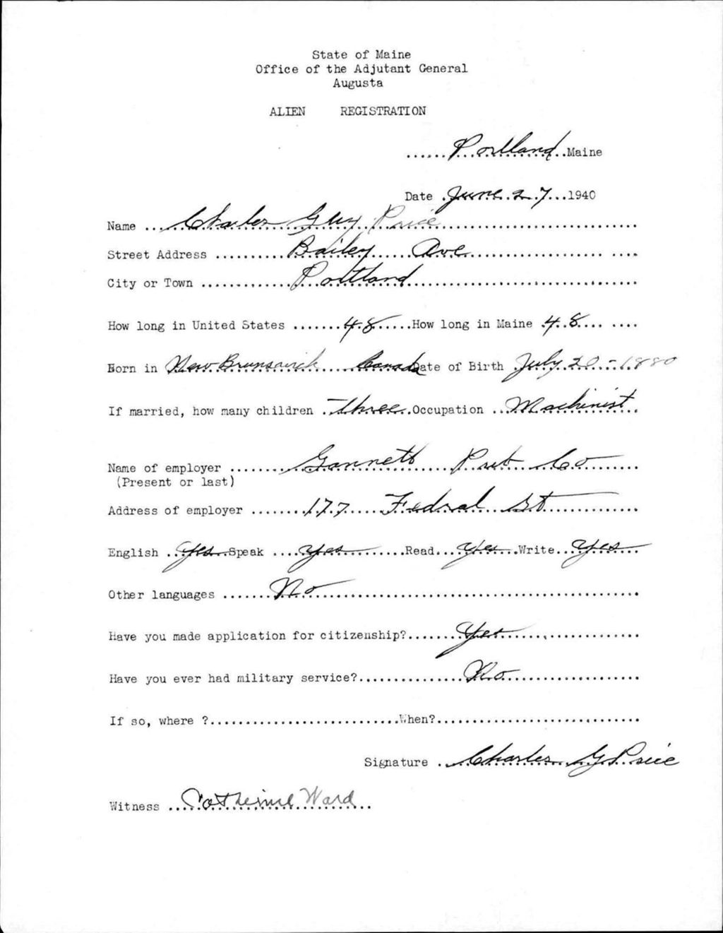 Miniature of Alien Registration- Price, Charles G. (Portland, Cumberland County)