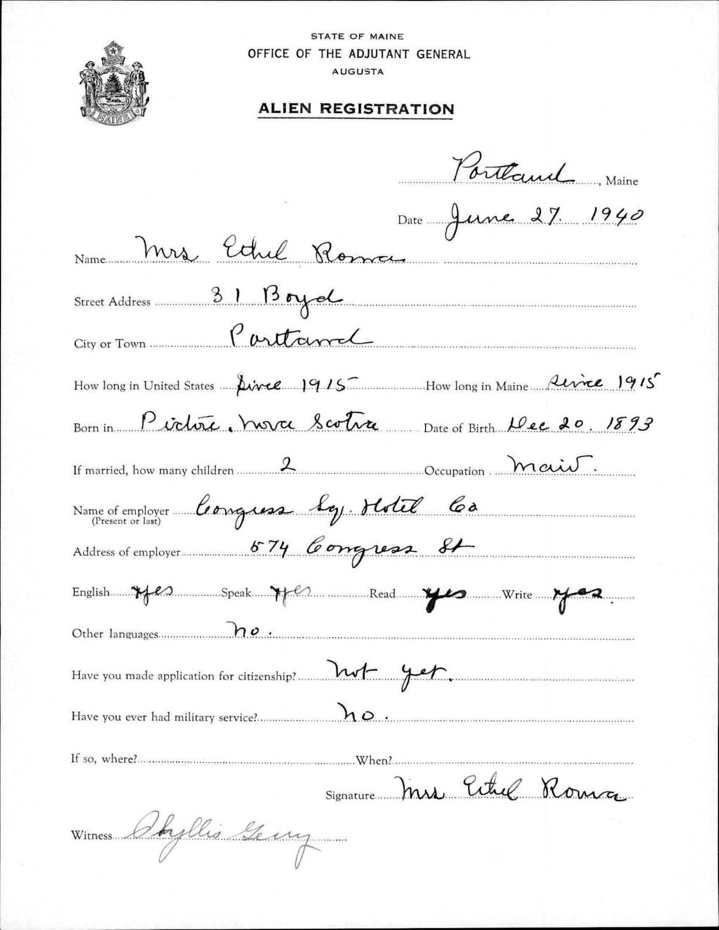 Miniature of Alien Registration- Roma, Ethel (Portland, Cumberland County)