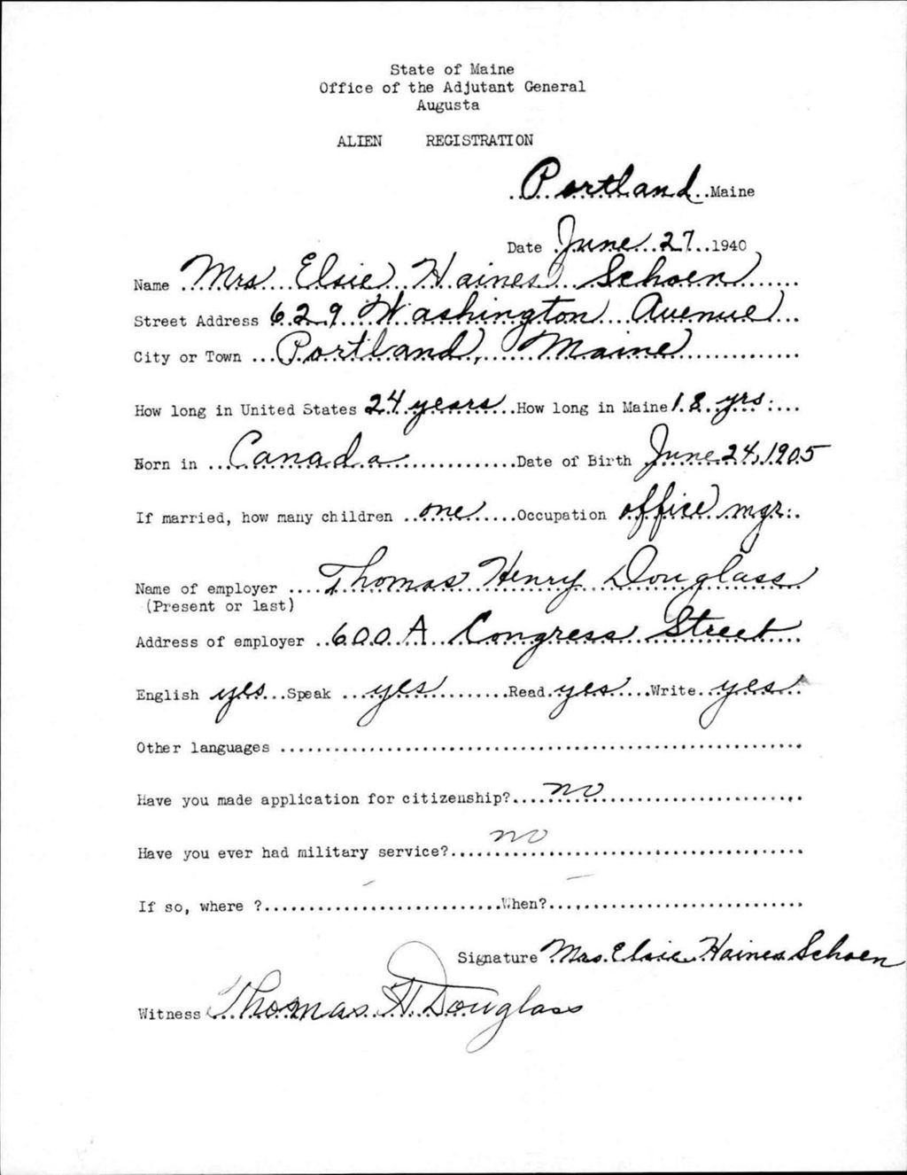 Miniature of Alien Registration- Haines, Elsie (Portland, Cumberland County)
