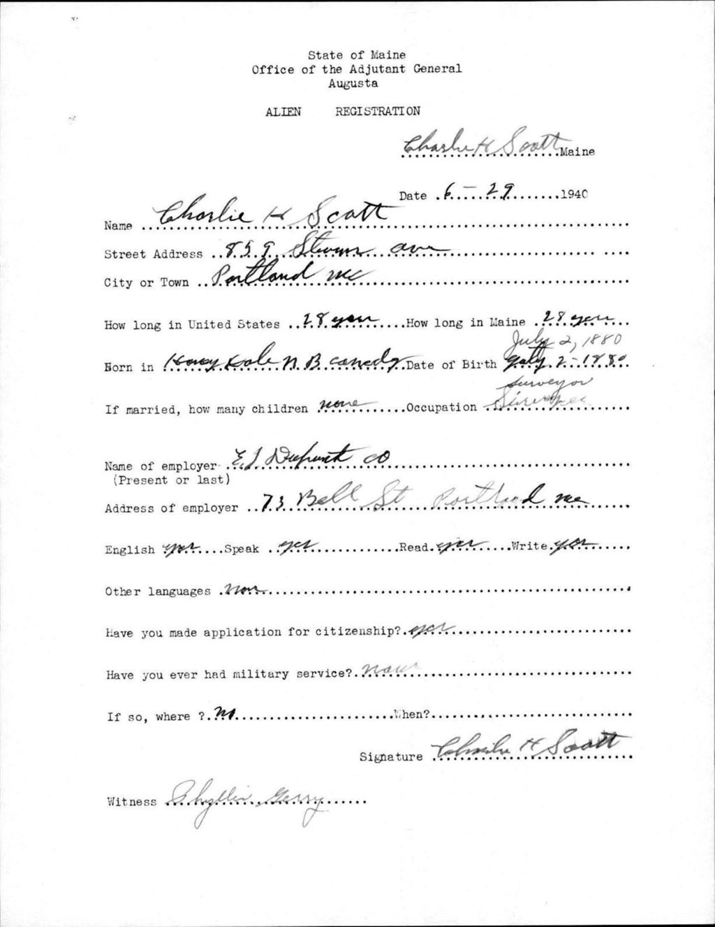 Miniature of Alien Registration- Scott, Charlie H. (Portland, Cumberland County)