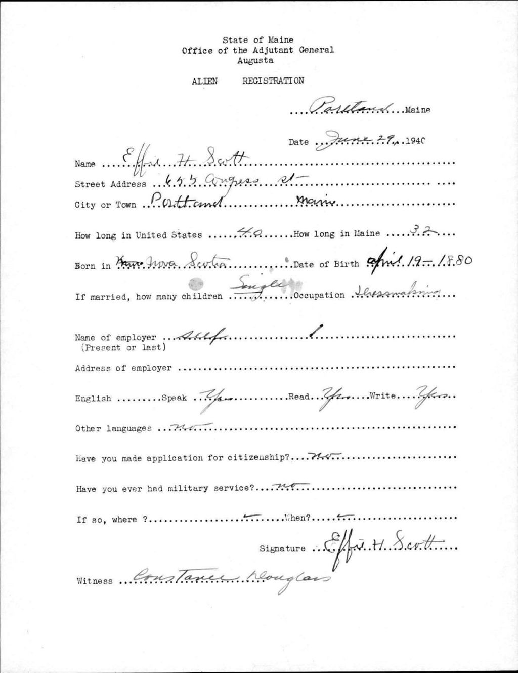 Miniature of Alien Registration- Scott, Effie H. (Portland, Cumberland County)