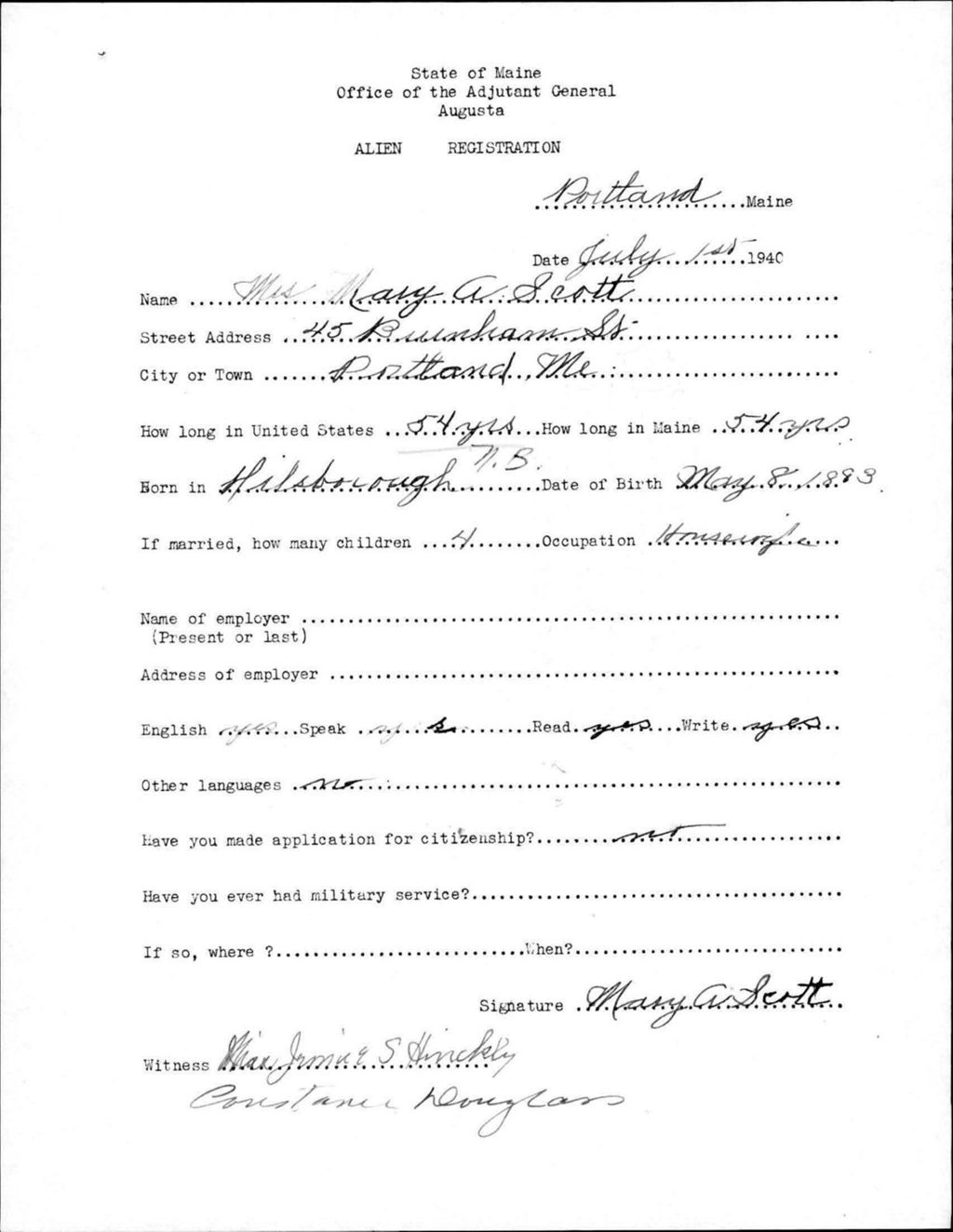 Miniature of Alien Registration- Scott, Mary A. (Portland, Cumberland County)
