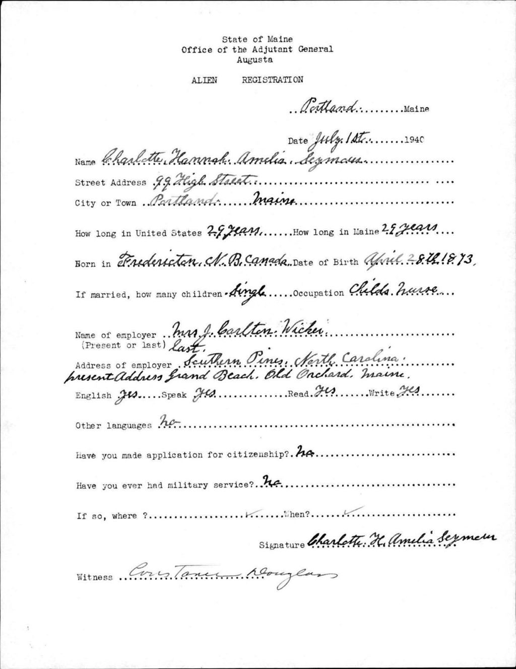 Miniature of Alien Registration- Seymour, Charlotte Hannah A. (Portland, Cumberland County)