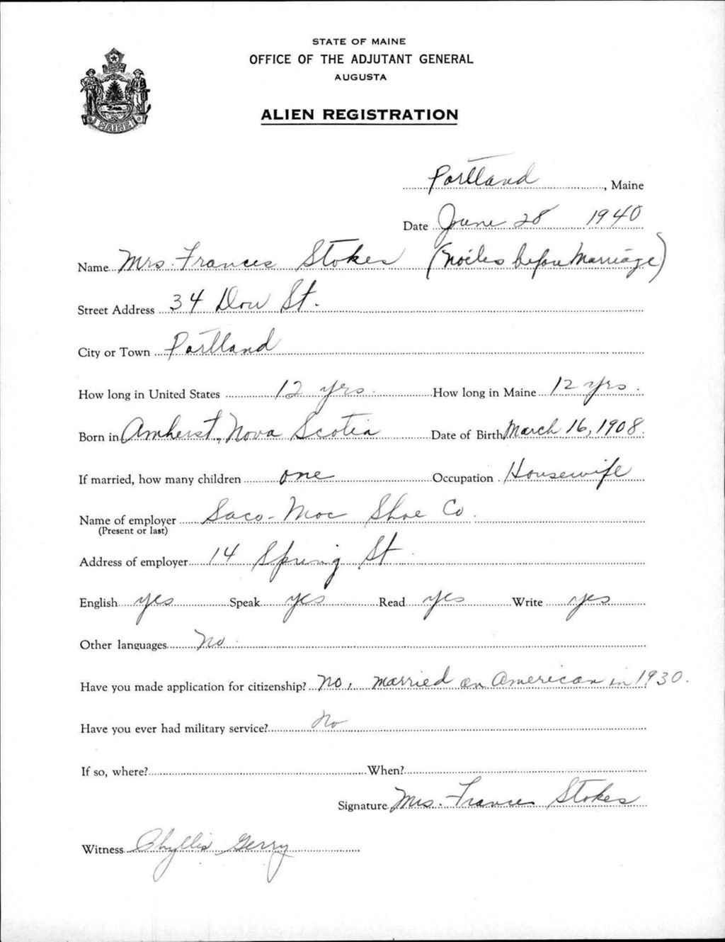 Miniature of Alien Registration- Noiles, Frances (Portland, Cumberland County)