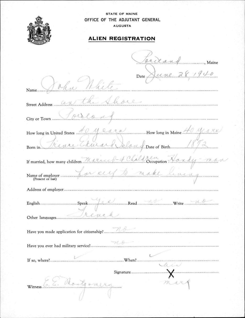 Miniature of Alien Registration- White, John (Portland, Cumberland County)