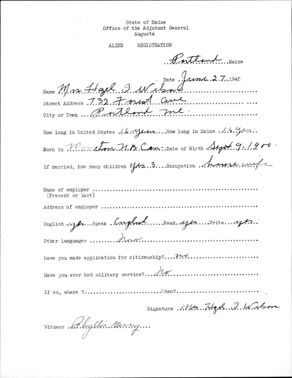 Miniature of Alien Registration- Wilson, Hazel I. (Portland, Cumberland County)