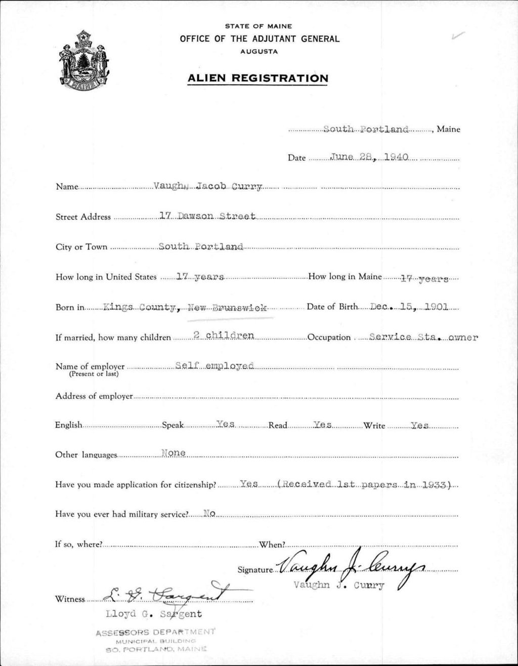 Miniature of Alien Registration- Curry, Vaughn J. (Portland, Cumberland County)