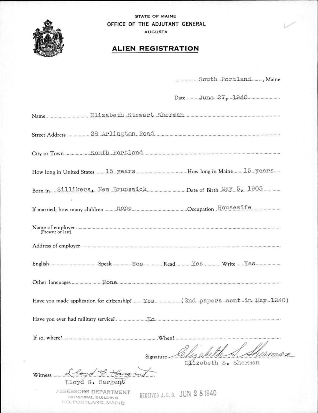 Miniature of Alien Registration- Stewart, Elizabeth (South Portland, Cumberland County)