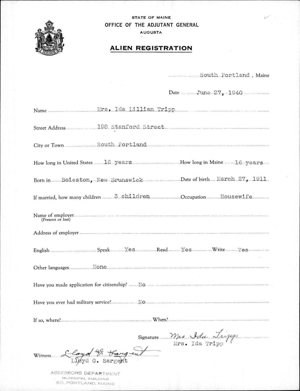 Miniature of Alien Registration- Tripp, Ida L. (South Portland, Cumberland County)