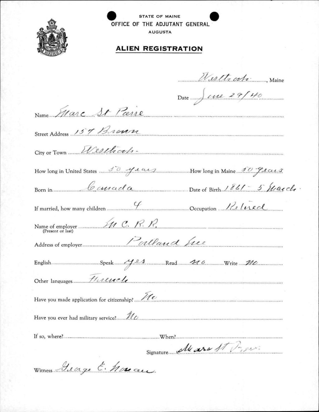 Miniature of Alien Registration- St Pierre, Marc (Westbrook, Cumberland County)