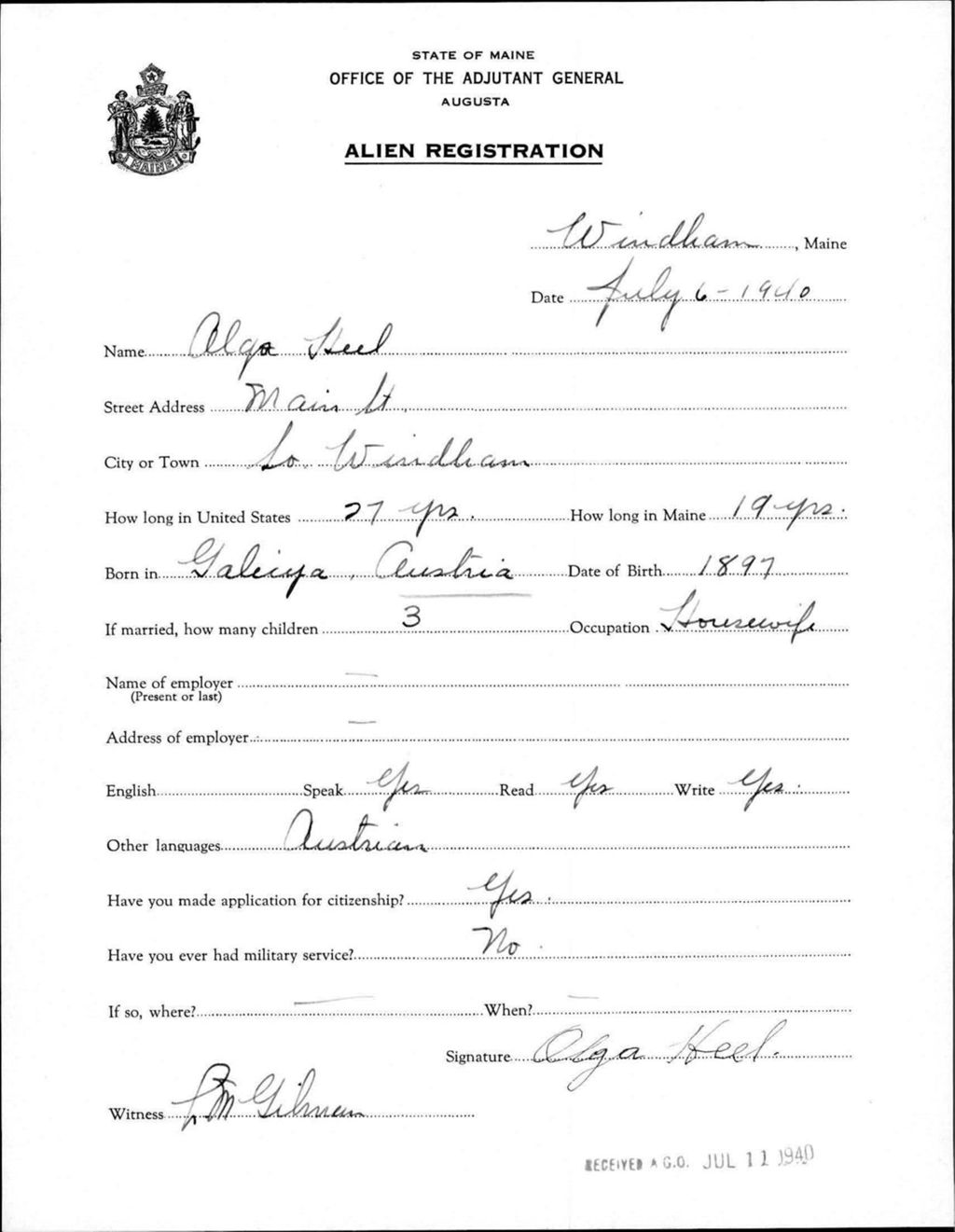 Miniature of Alien Registration- Heel, Olga (Windham, Cumberland County)