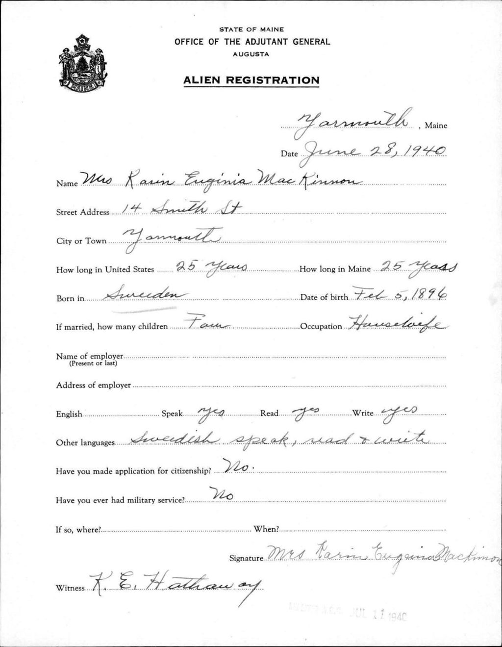 Miniature of Alien Registration- Mackinnon, Karin E. (Yarmouth, Cumberland County)