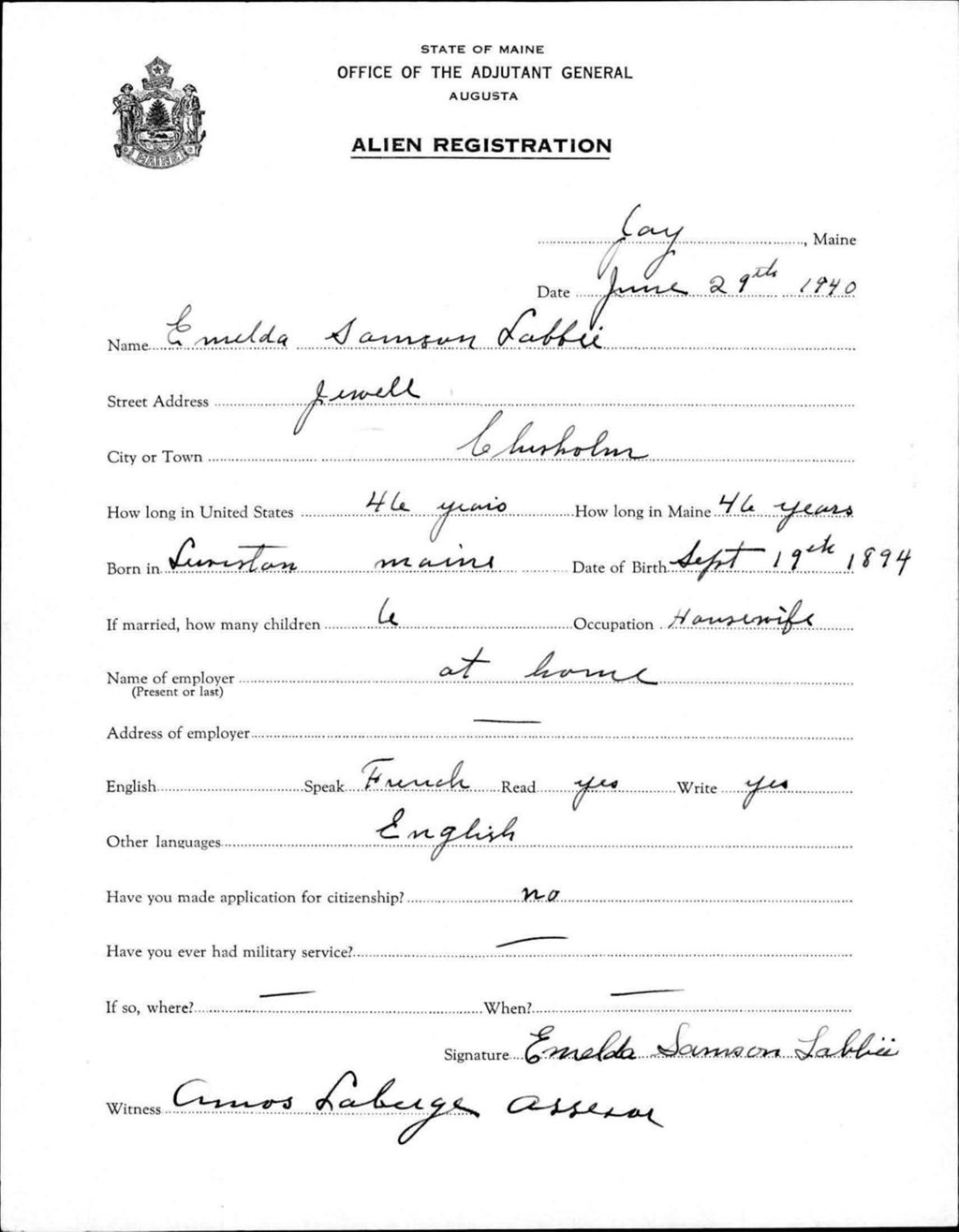 Miniature of Alien Registration- Samson, Emelda (Jay, Franklin County)