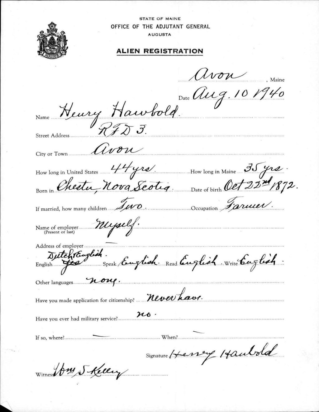 Miniature of Alien Registration- Hawbold, Henry (Avon, Franklin County)