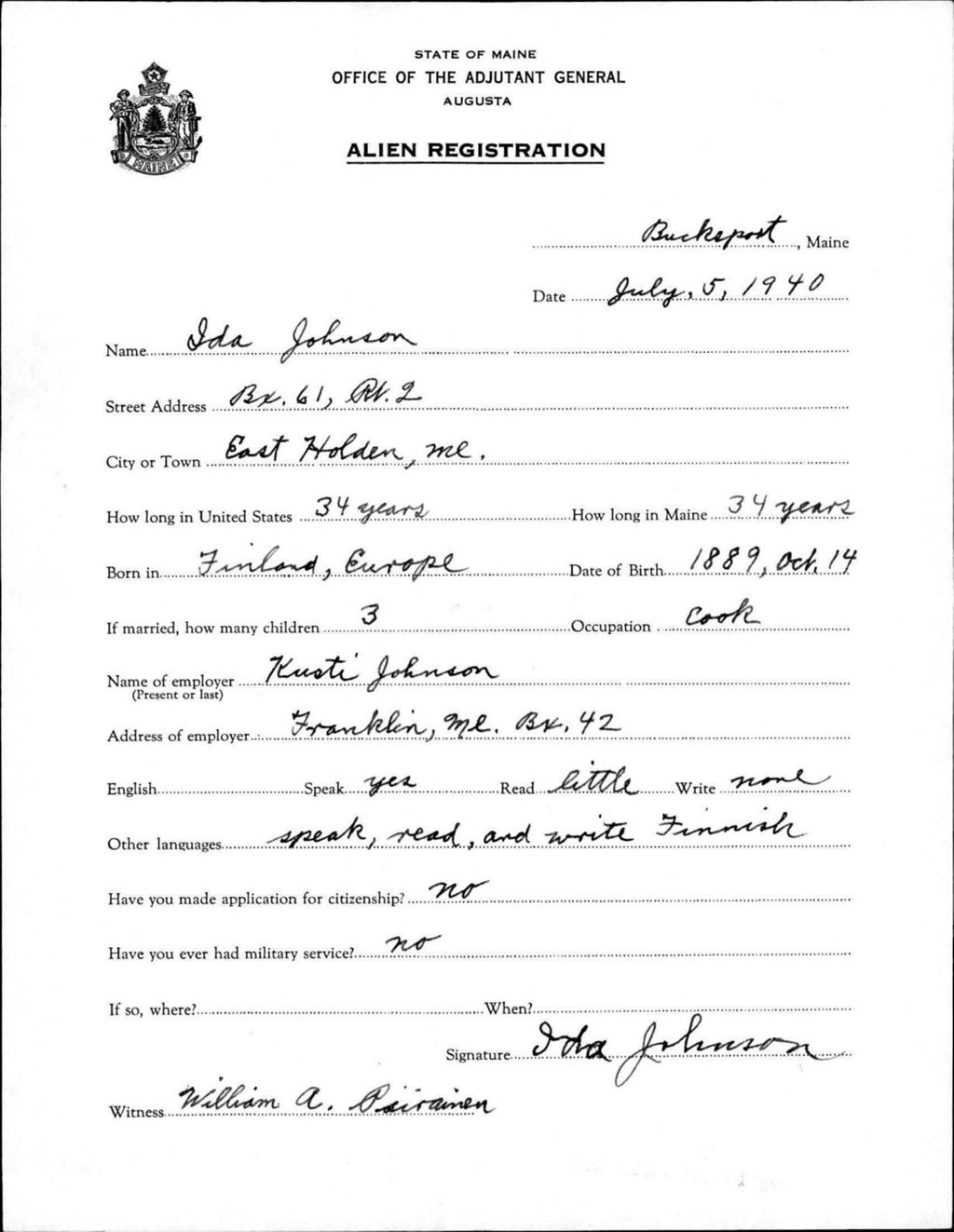 Miniature of Alien Registration- Johnson, Ida (Bucksport, Hancock County)