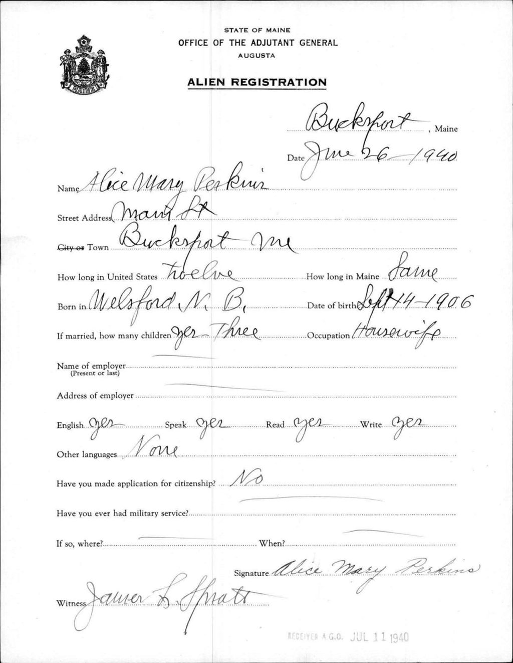 Miniature of Alien Registration- Perkins, Alice M. (Bucksport, Hancock County)