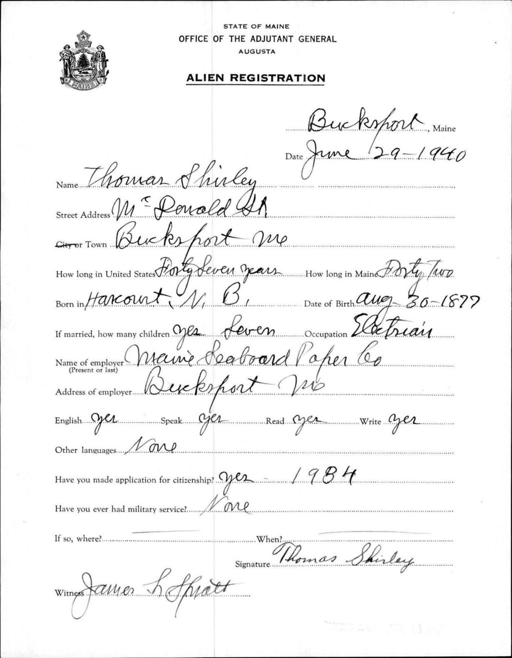 Miniature of Alien Registration- Shirley, Thomas (Bucksport, Hancock County)