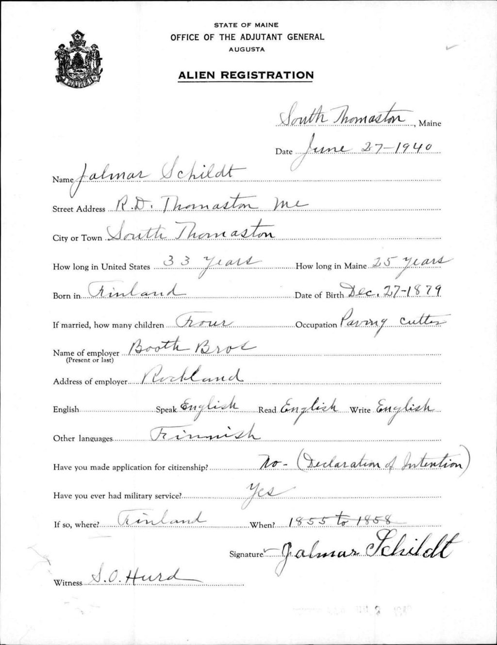Miniature of Alien Registration- Schildt, Jalmar (South Thomaston, Knox County)