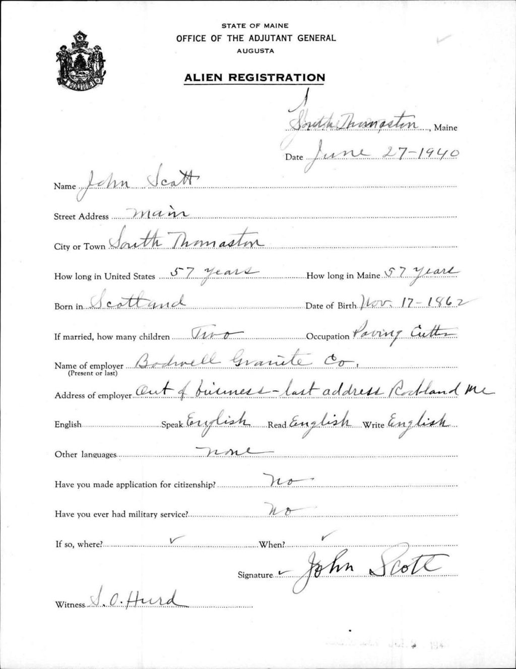 Miniature of Alien Registration- Scott, John (South Thomaston, Knox County)