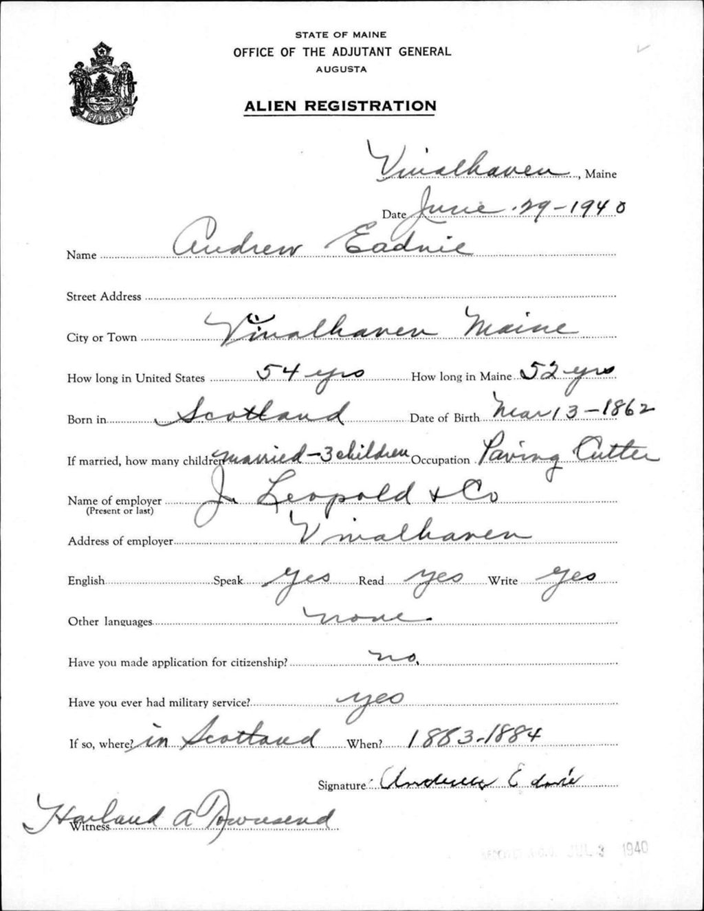 Miniature of Alien Registration- Eadnie, Andrew (Vinalhaven, Knox County)
