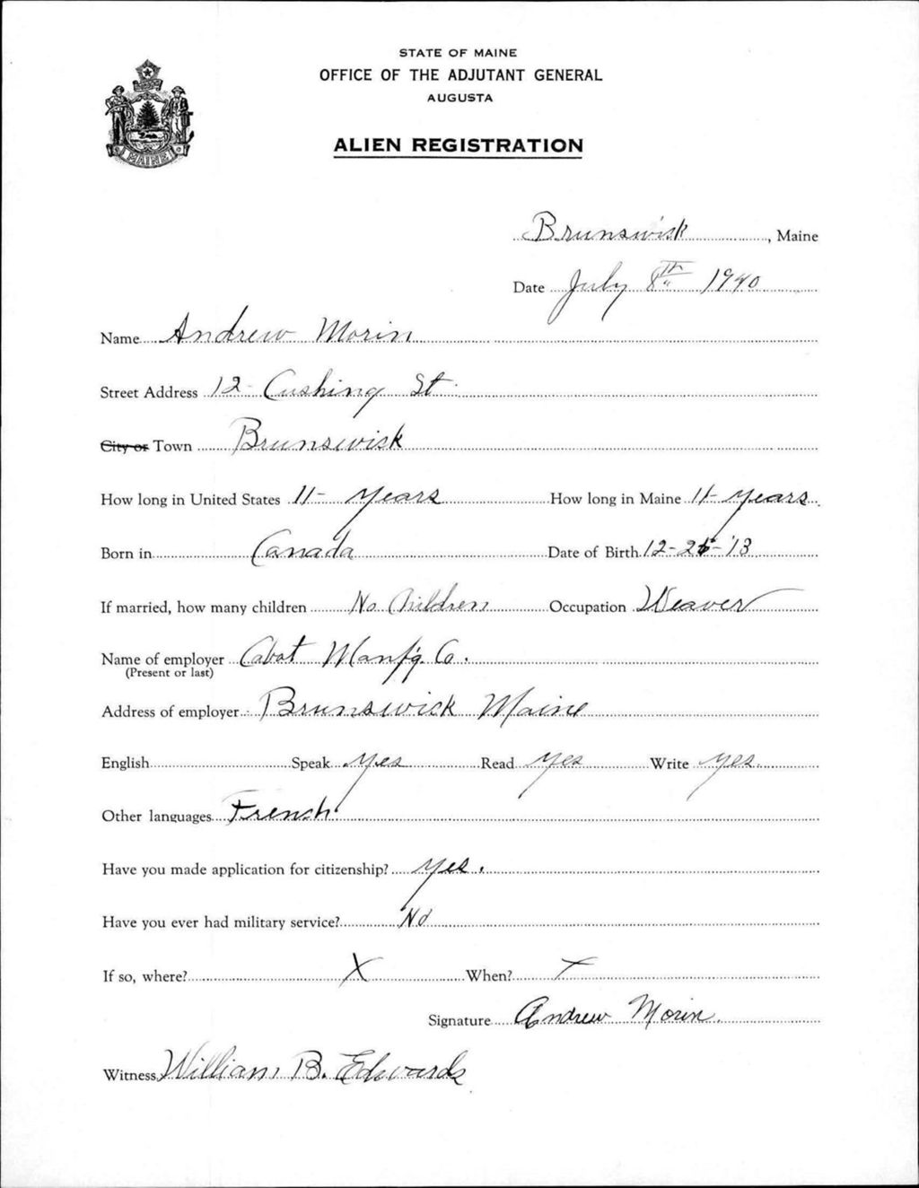Miniature of Alien Registration- Morin, Andrew (Brunswick, Cumberland County)